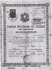Το διαμονητήριον του εργάτου Κωνσταντίνου Μασσέλου (μετέπειτα Νούρου), με ημερομηνία έκδοσης 14-5-1915